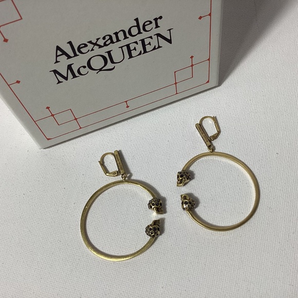 Alexander McQueen Gold Skull Hoop Earrings - Picture 1 of 3